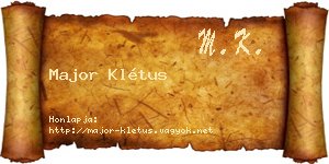 Major Klétus névjegykártya